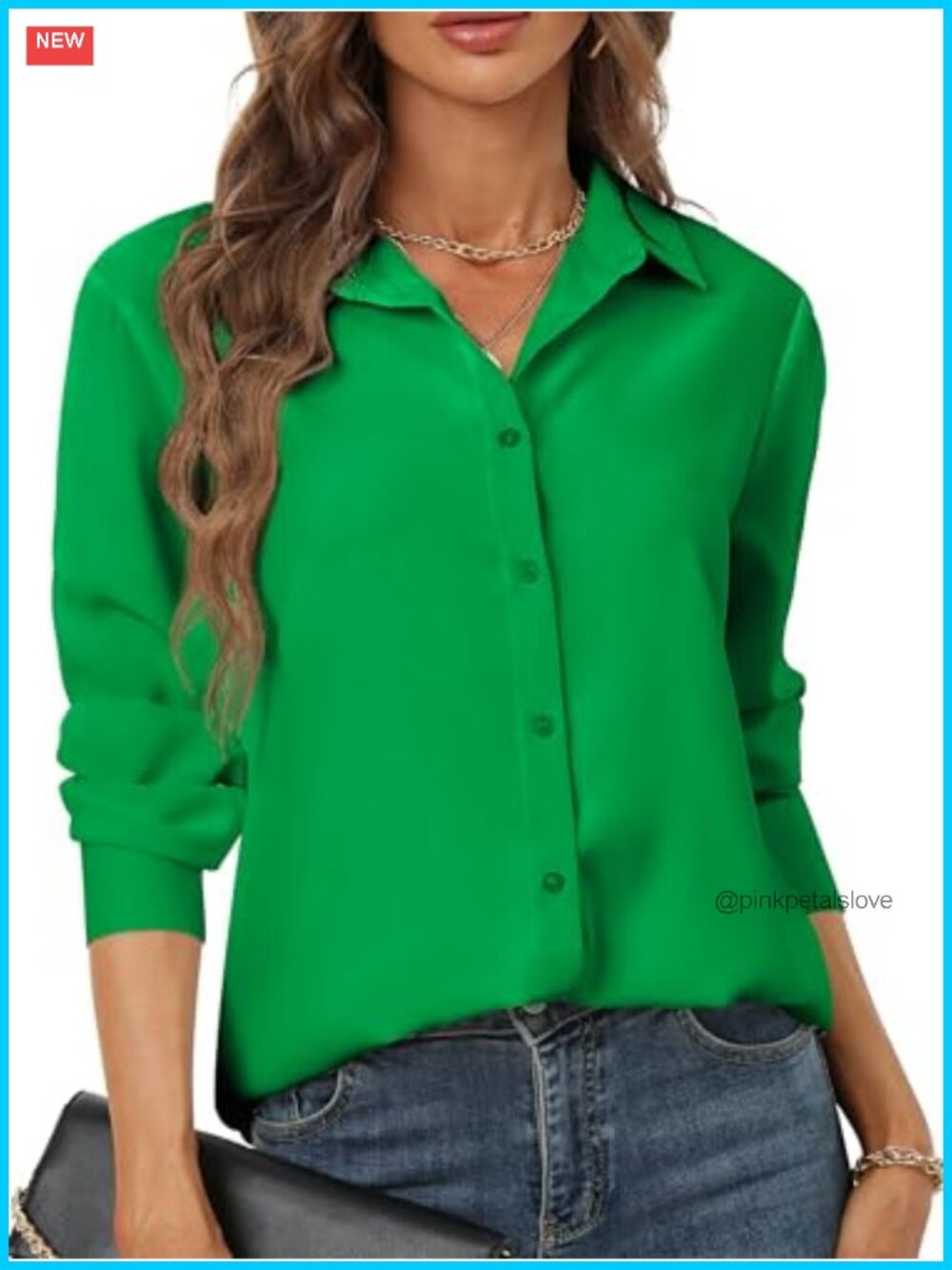 Women's Button Down Shirt Long Sleeve Polyester Chiffon Office Blouse